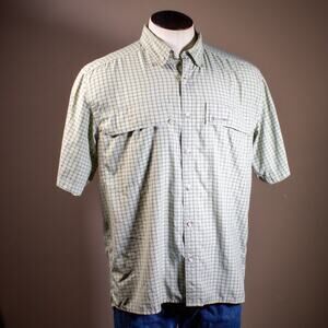 Simms Fishing Shirt Mens Green Large Performance Outdoor Hiking Camping Vented
